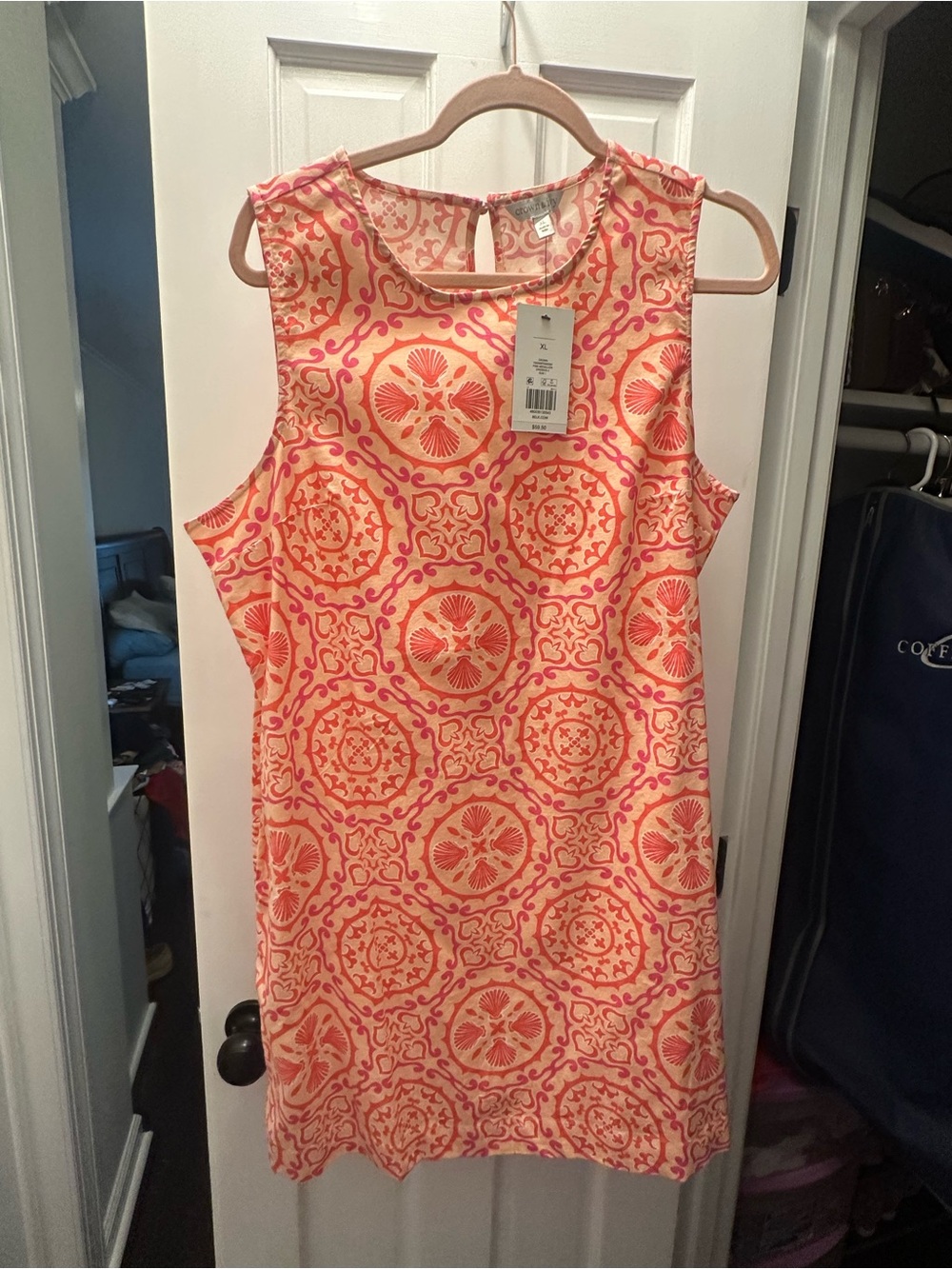 crown & ivy Pink and Coral Printed Sleeveless Shift Dress XL NWT